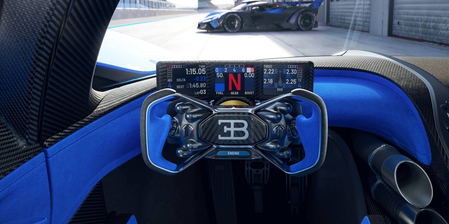 The Bugatti Bolide’s Interior Is a Track Day Paradise Draped in Blue