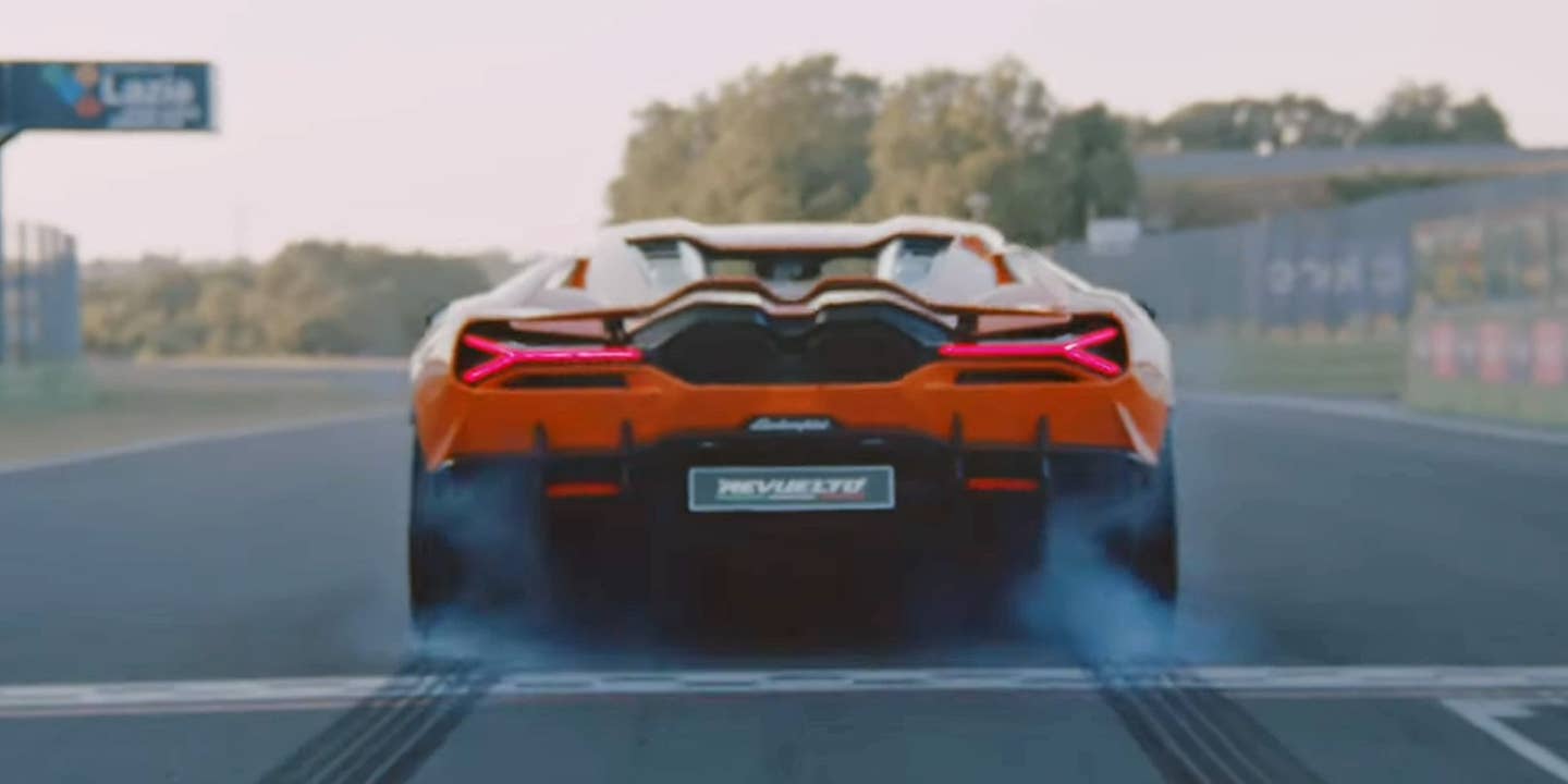 Watch Lamborghini’s Test Driver Fling the 1,001-HP Revuelto Around a Race Track